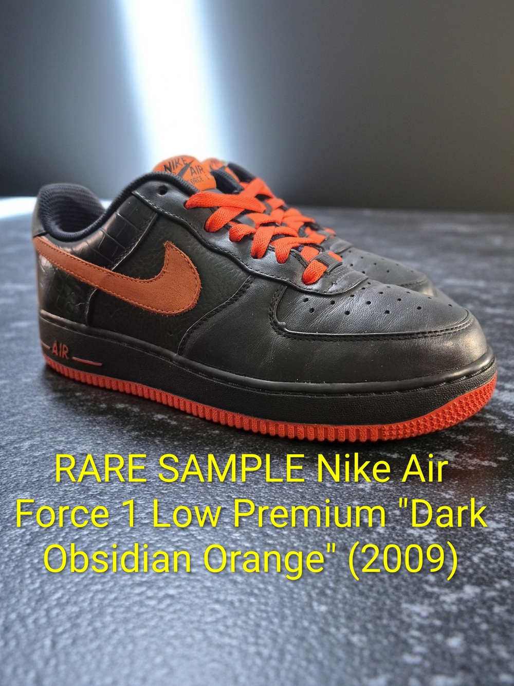 RARE SAMPLE Nike Air Force 1 Low Premium "Dark Obsidian Orange" (2009) M7/W8.5